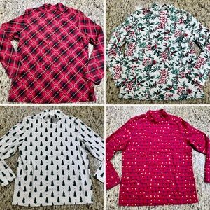 Relaxed-Fit Mockneck Holiday Top - Large